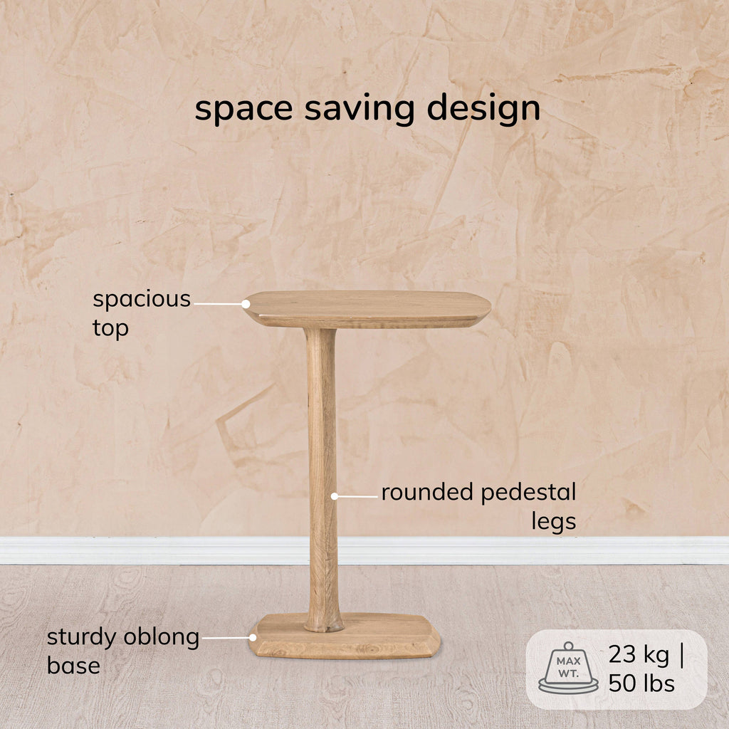 Ellis Solid Wood C Shaped Sofa Side End Table | Twelve Thirty Four