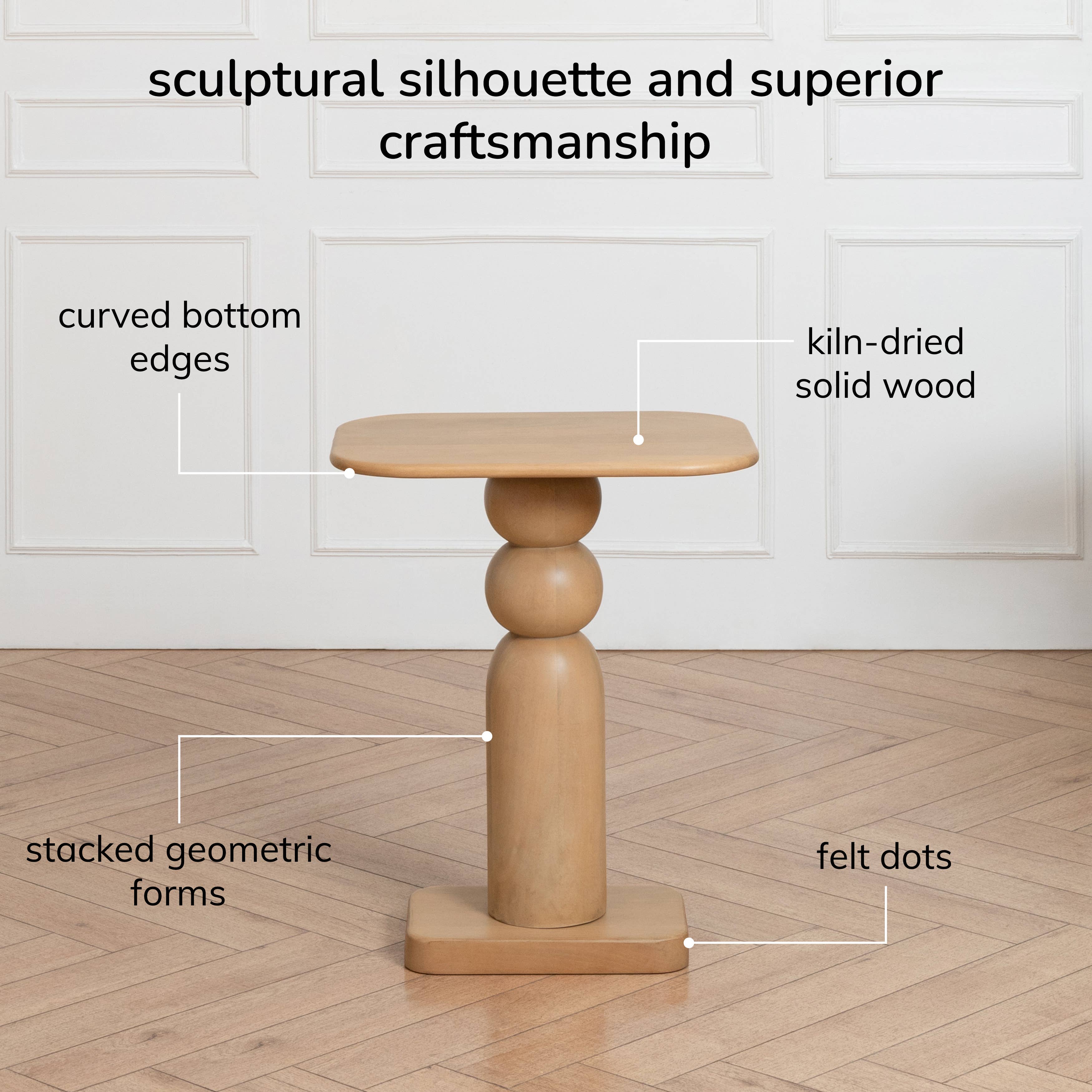 Vita Sculptural Solid Wood Accent End Table | Twelve Thirty Four