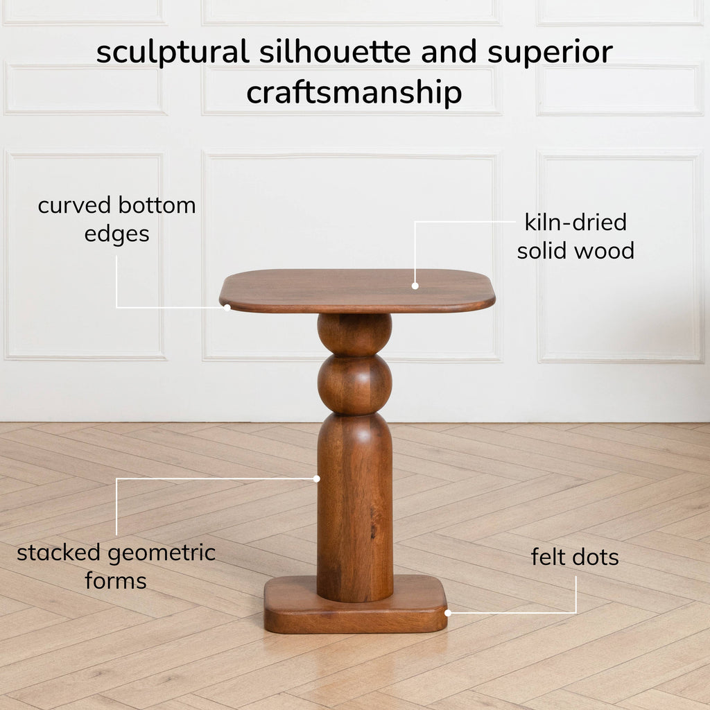Vita Sculptural Solid Wood Accent End Table | Twelve Thirty Four