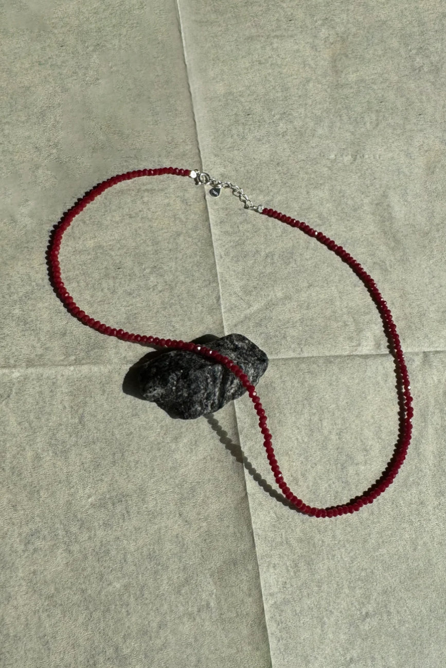 Simonett - Red Micro Quartz Bead Shimmer Necklace — artisan jewelry | Twelve Thirty Four