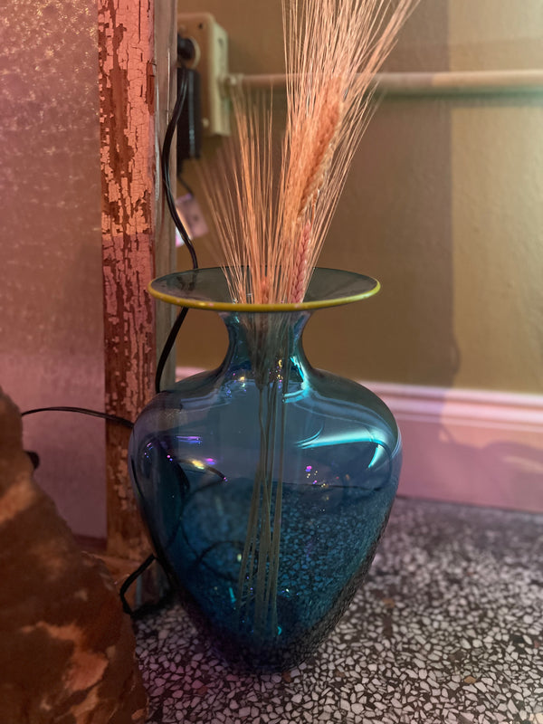 Blue teal hand blown glass vase | Twelve Thirty Four
