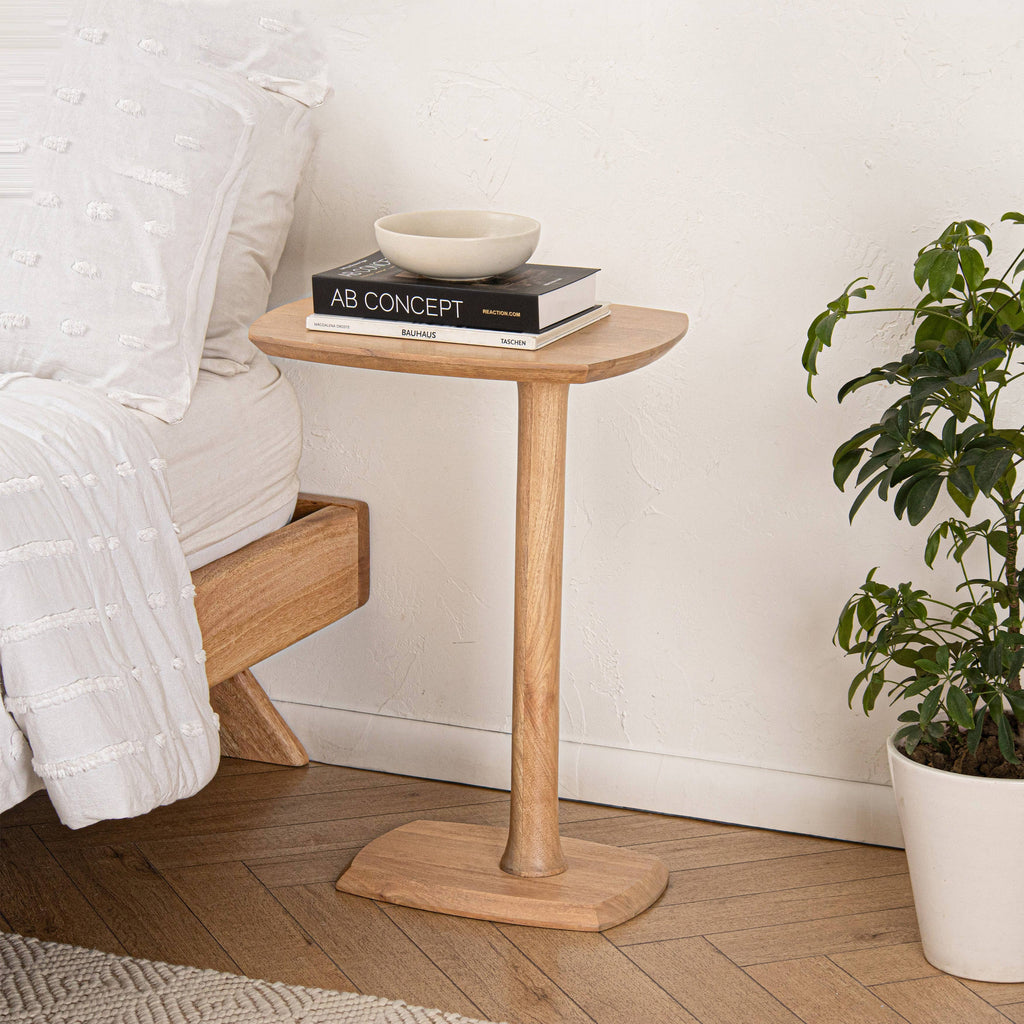 Ellis Solid Wood C Shaped Sofa Side End Table | Twelve Thirty Four