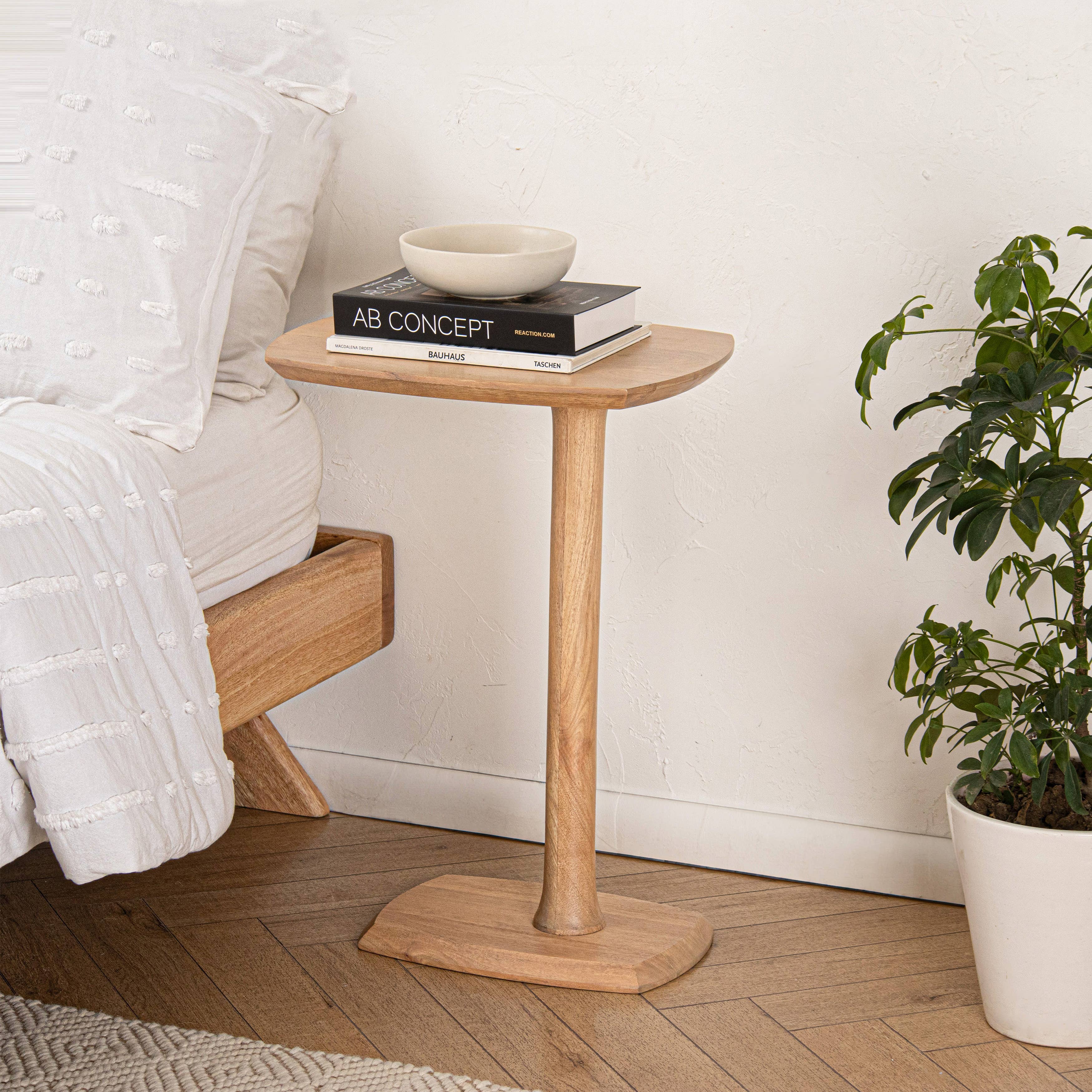 Ellis Solid Wood C Shaped Sofa Side End Table | Twelve Thirty Four