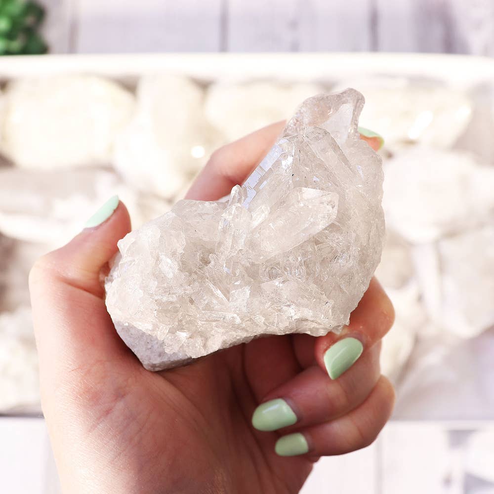 Crystal Quartz Clusters/Points in a Flat