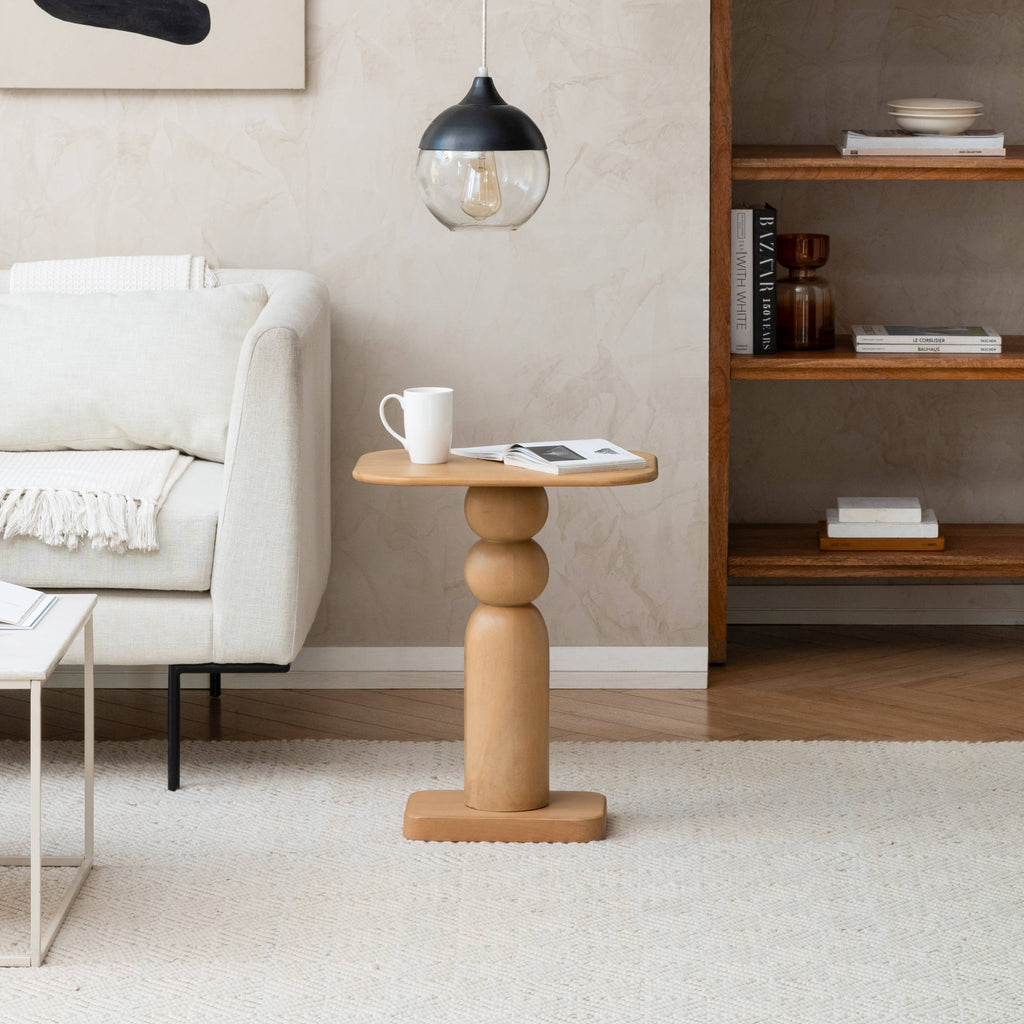 Vita Sculptural Solid Wood Accent End Table | Twelve Thirty Four
