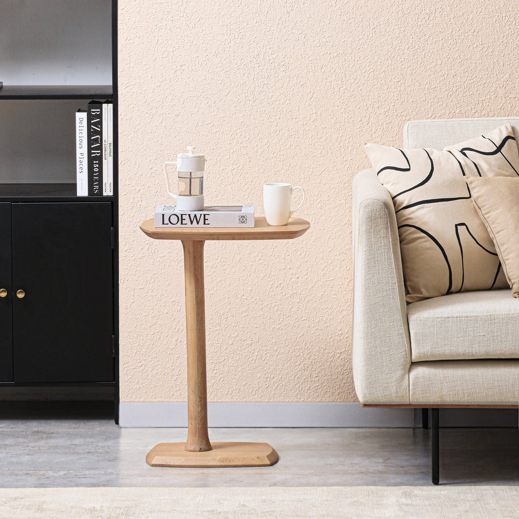 Ellis Solid Wood C Shaped Sofa Side End Table | Twelve Thirty Four
