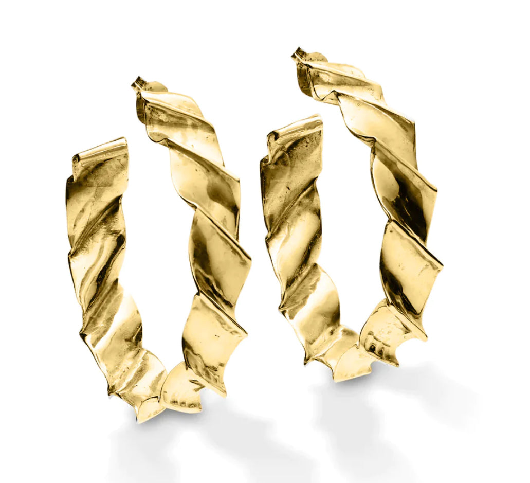 Elizabeth Hooper Studio - Large Ripple Hoops - Gold — artisan jewelry | Twelve Thirty Four