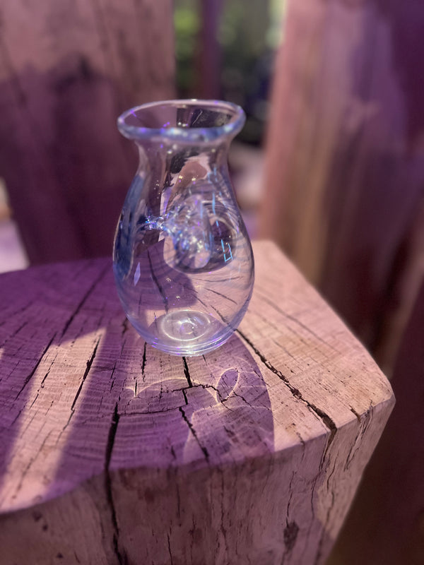 Vintage Small clear glass vase with blue | Twelve Thirty Four