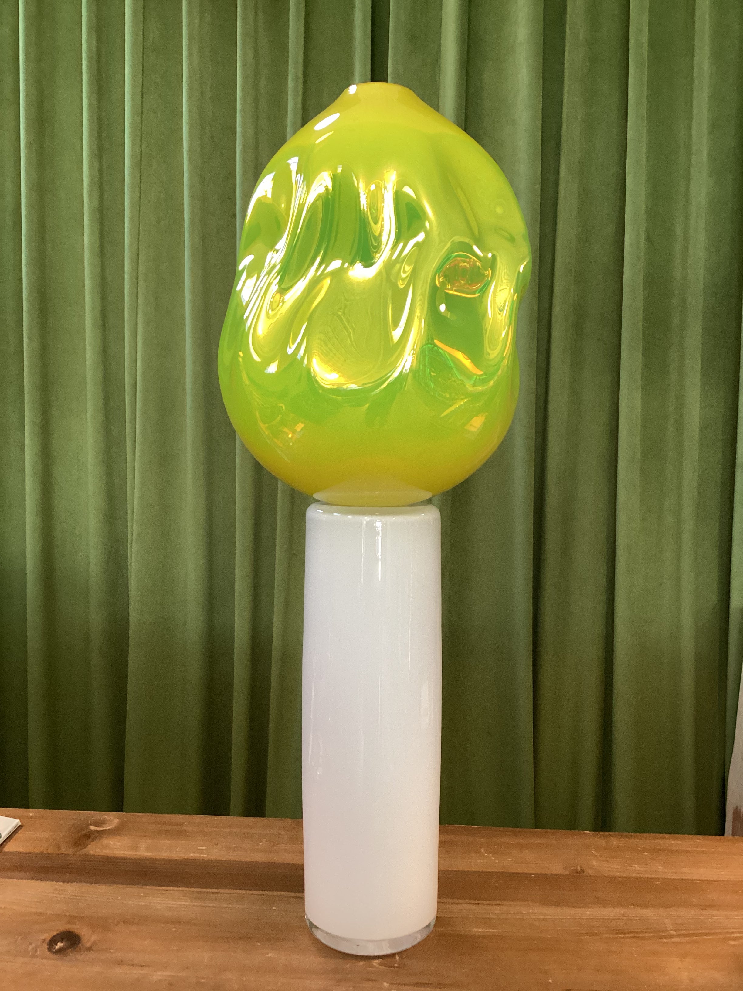 Simon Waranch — Neon Green and White Glass Sculpture