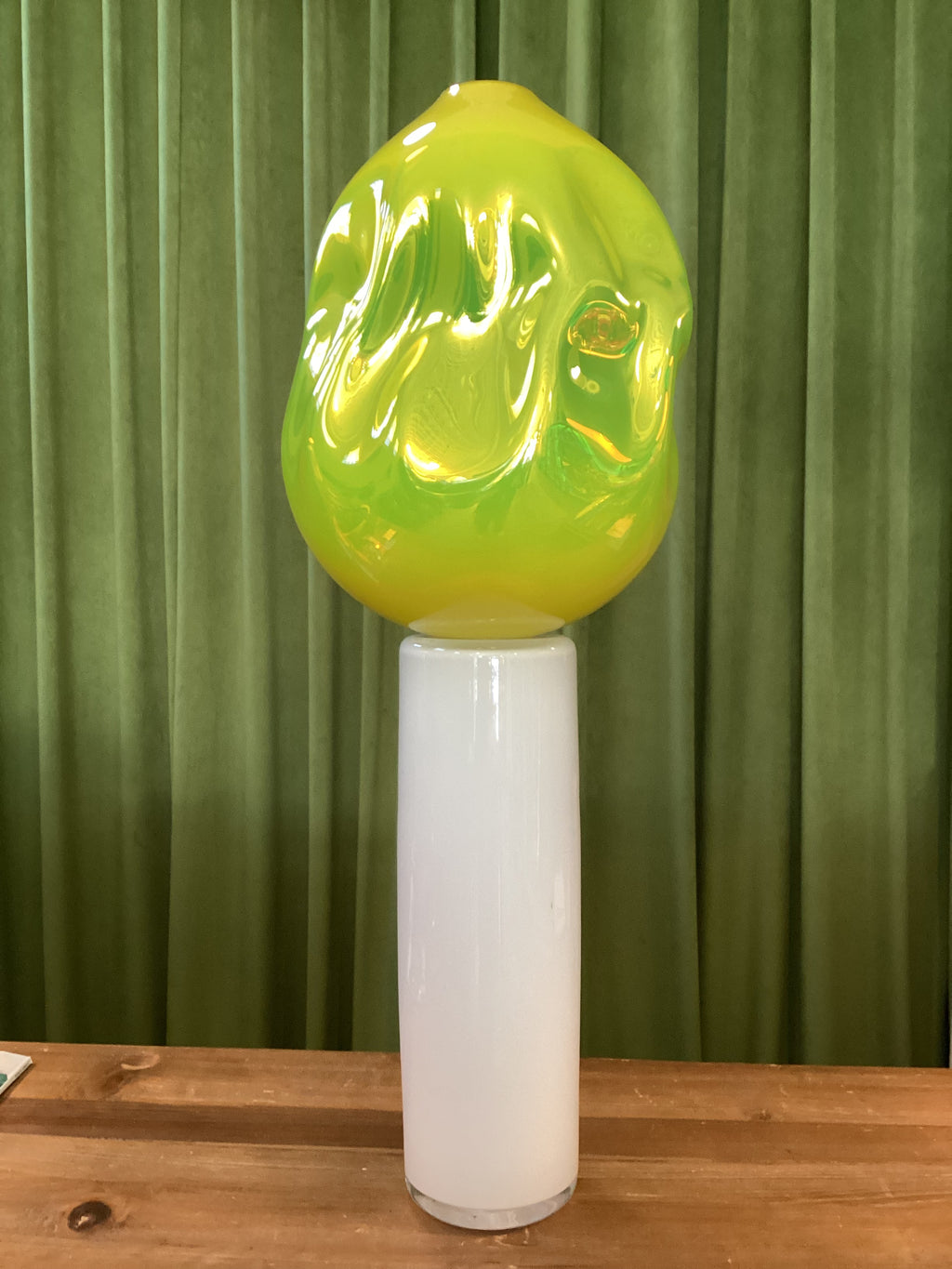 Simon Waranch — Neon Green and White Glass Sculpture