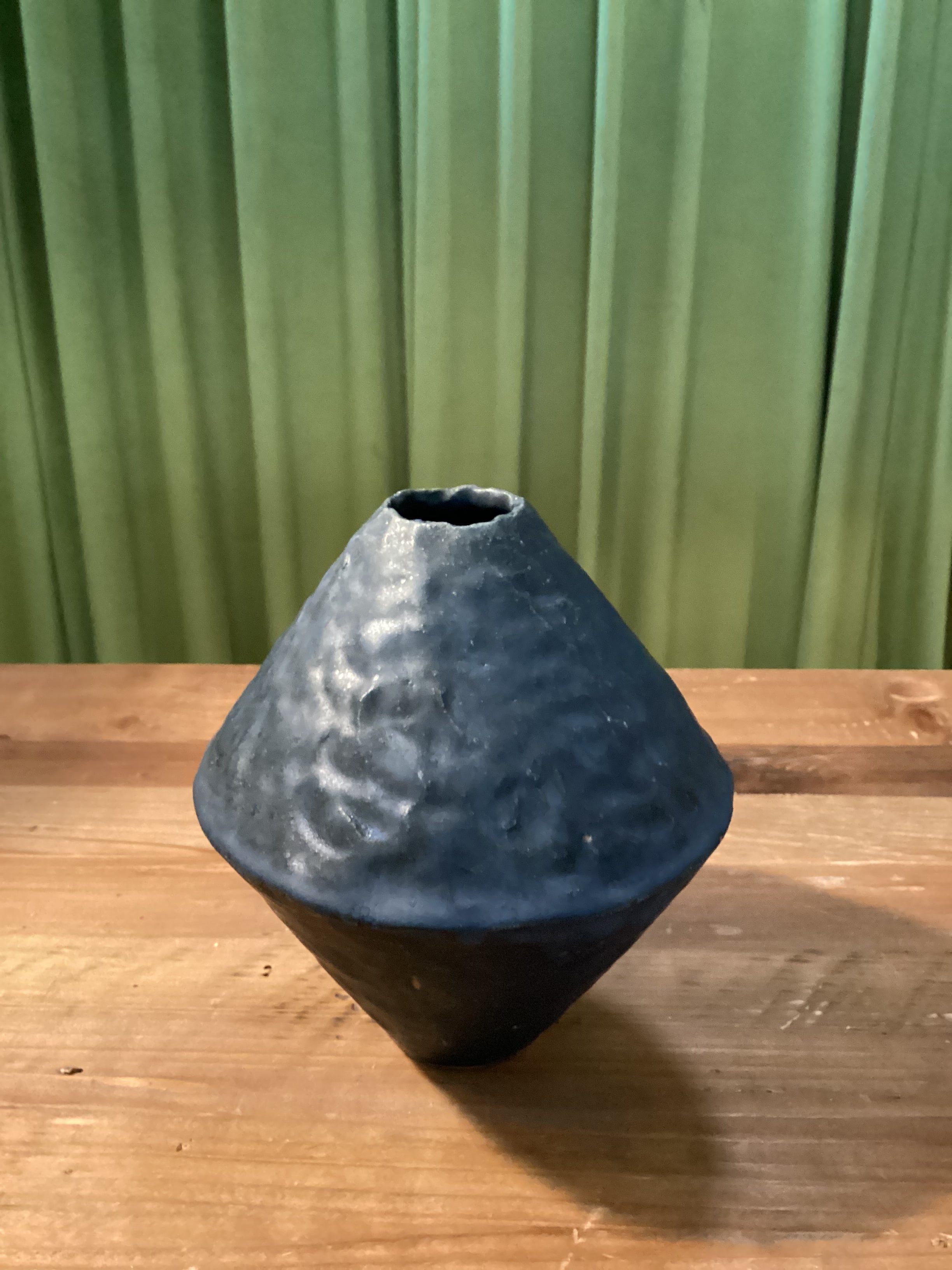 Hand-Pressed Navy Black Ceramic Bicone Vase By Giselle Hicks — handmade ceramic | Twelve Thirty Four