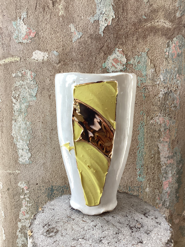 Chase Gamblin Yellow/Gold Small Vessel — handmade ceramic | Twelve Thirty Four