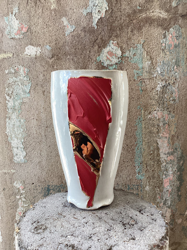 Chase Gamblin Red/Gold Small Vessel — handmade ceramic | Twelve Thirty Four