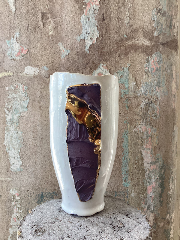 Chase Gamblin French Lilac/Gold Small Vessel #1 — handmade ceramic | Twelve Thirty Four