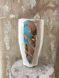 Chase Gamblin Peach/Blue/Gold Small Vessel — handmade ceramic | Twelve Thirty Four