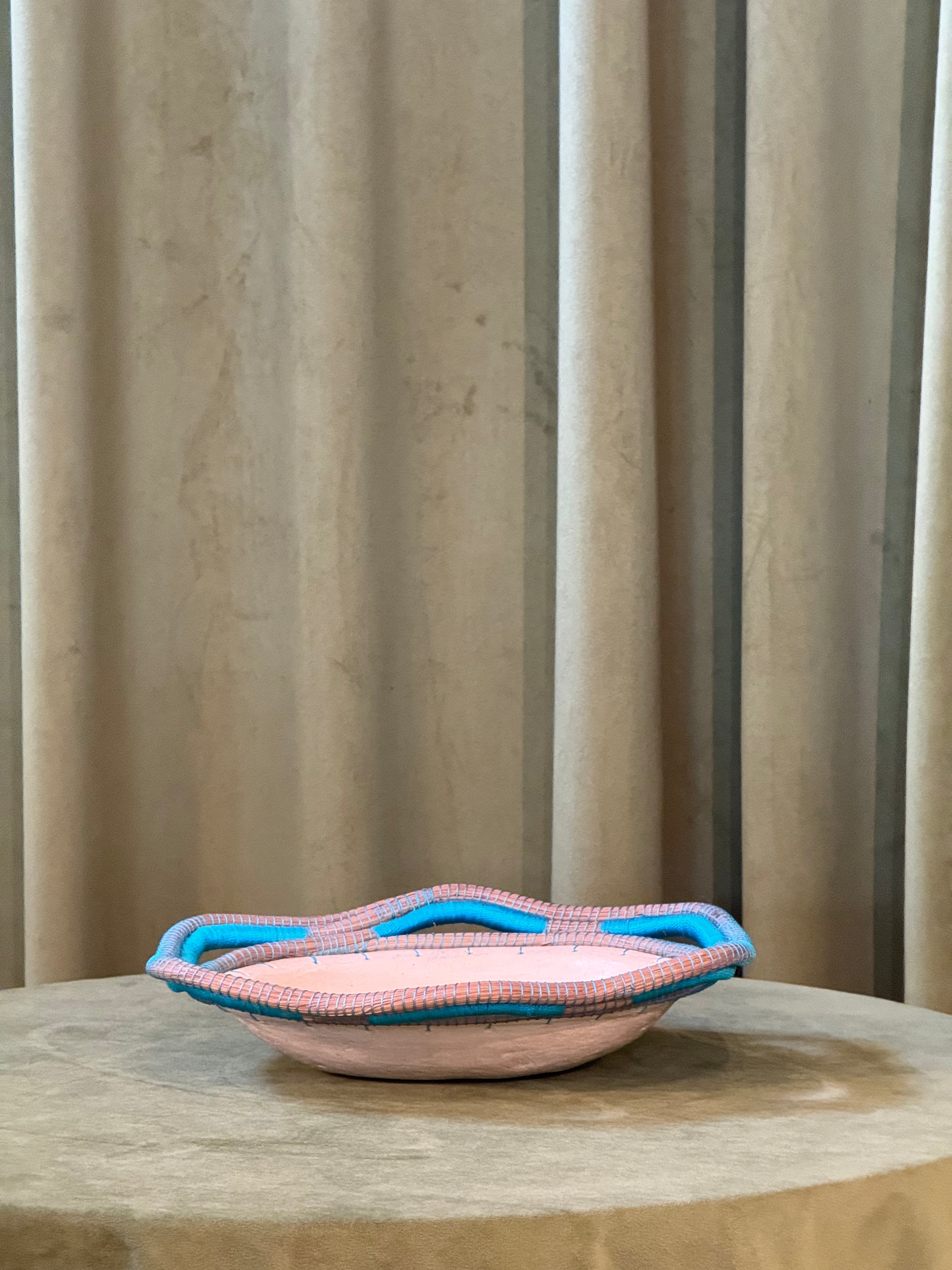 Handmade Ceramic Bowl with Blue Thread