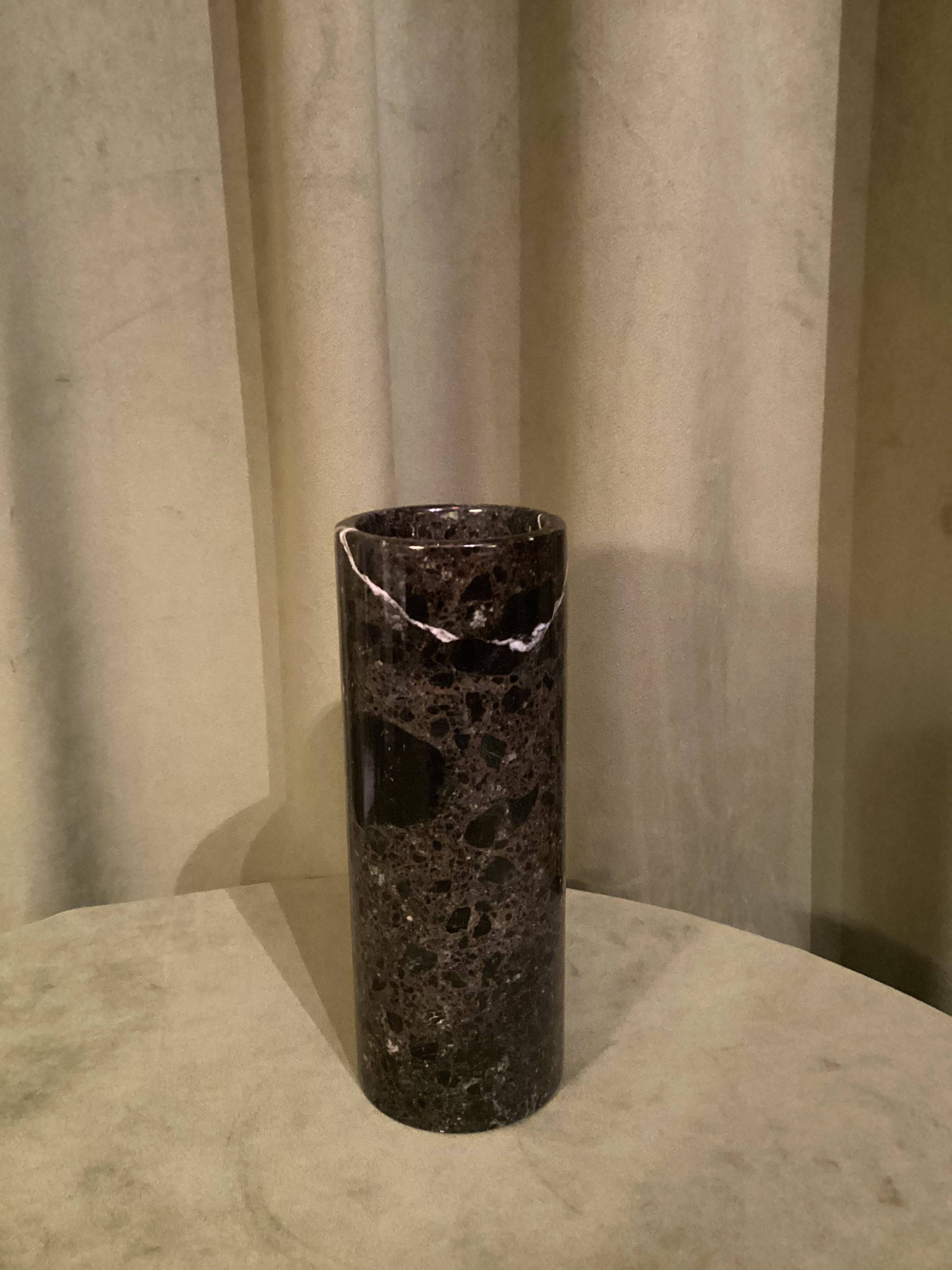 Black Marble Cylinder Vase