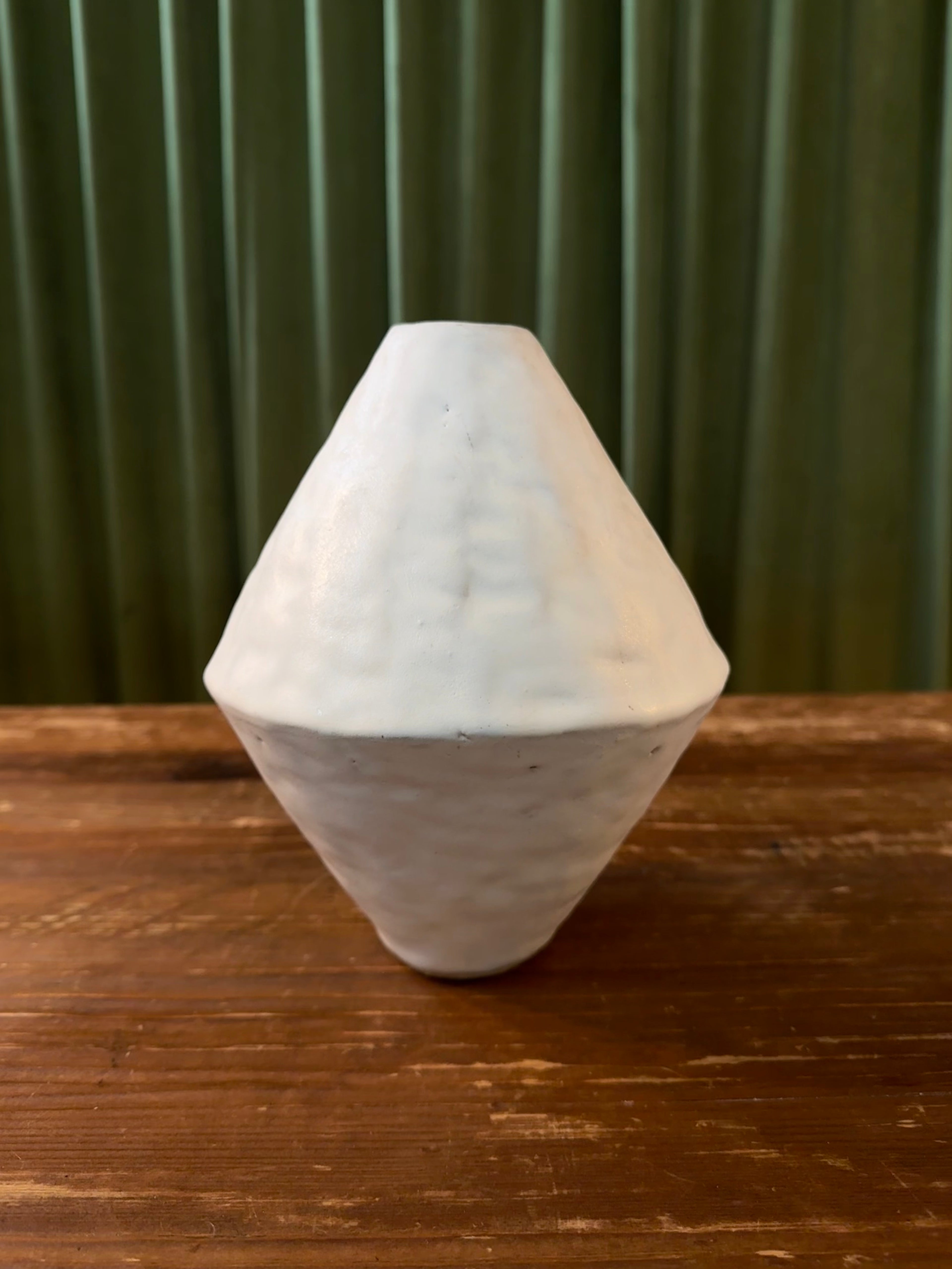 Hand-Pressed White Ceramic Bicone Vase by Giselle Hicks — handmade ceramic | Twelve Thirty Four