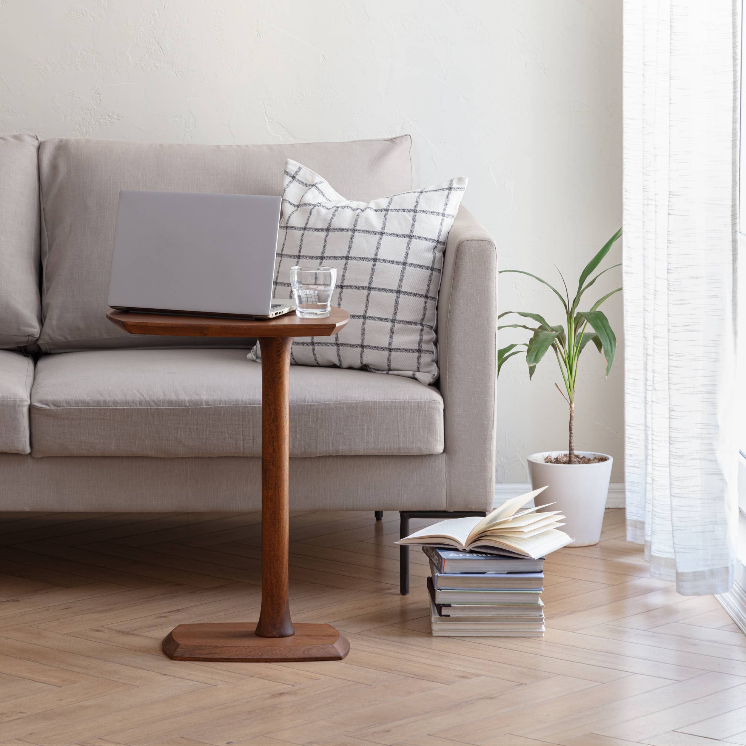 Ellis Solid Wood C Shaped Sofa Side End Table | Twelve Thirty Four