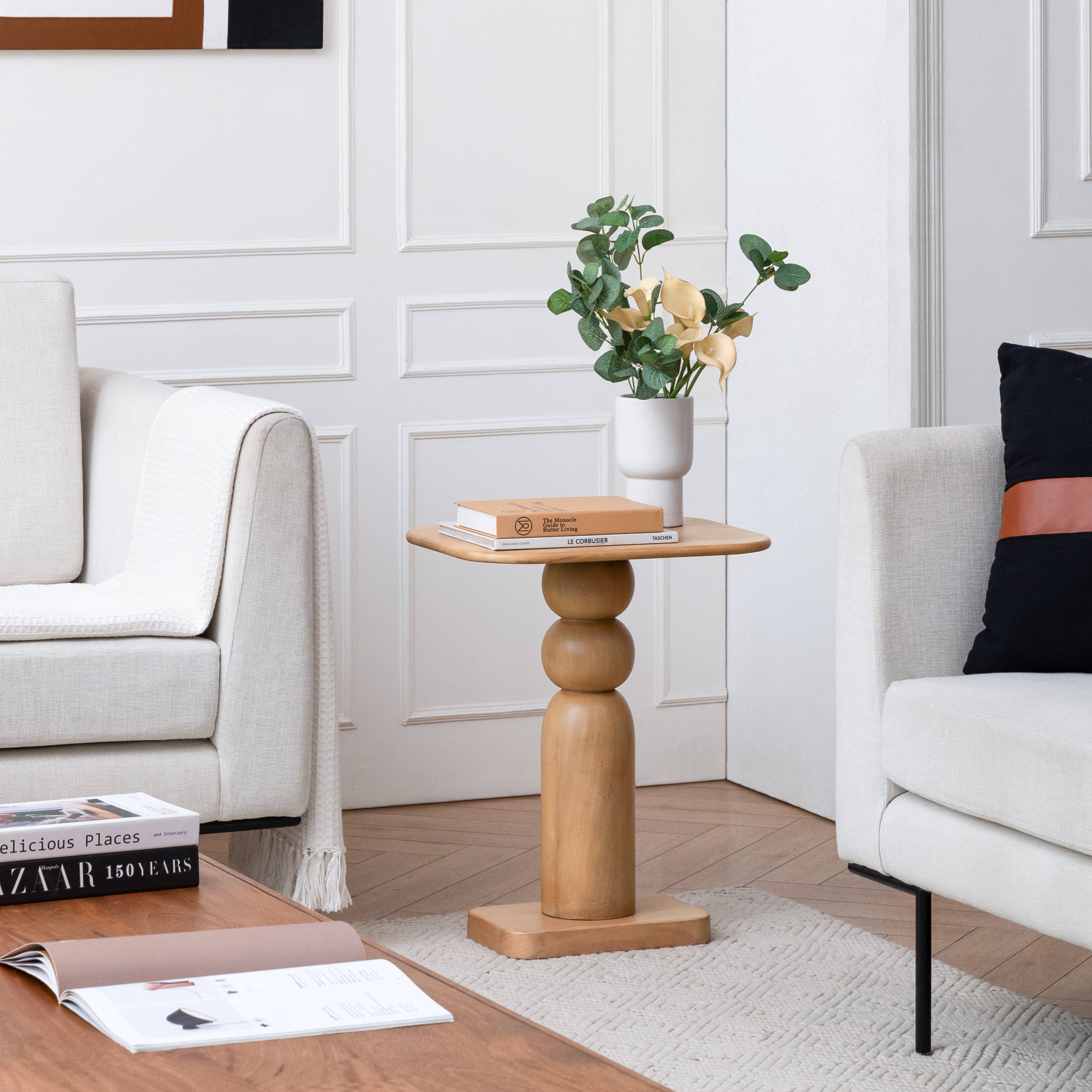 Vita Sculptural Solid Wood Accent End Table | Twelve Thirty Four