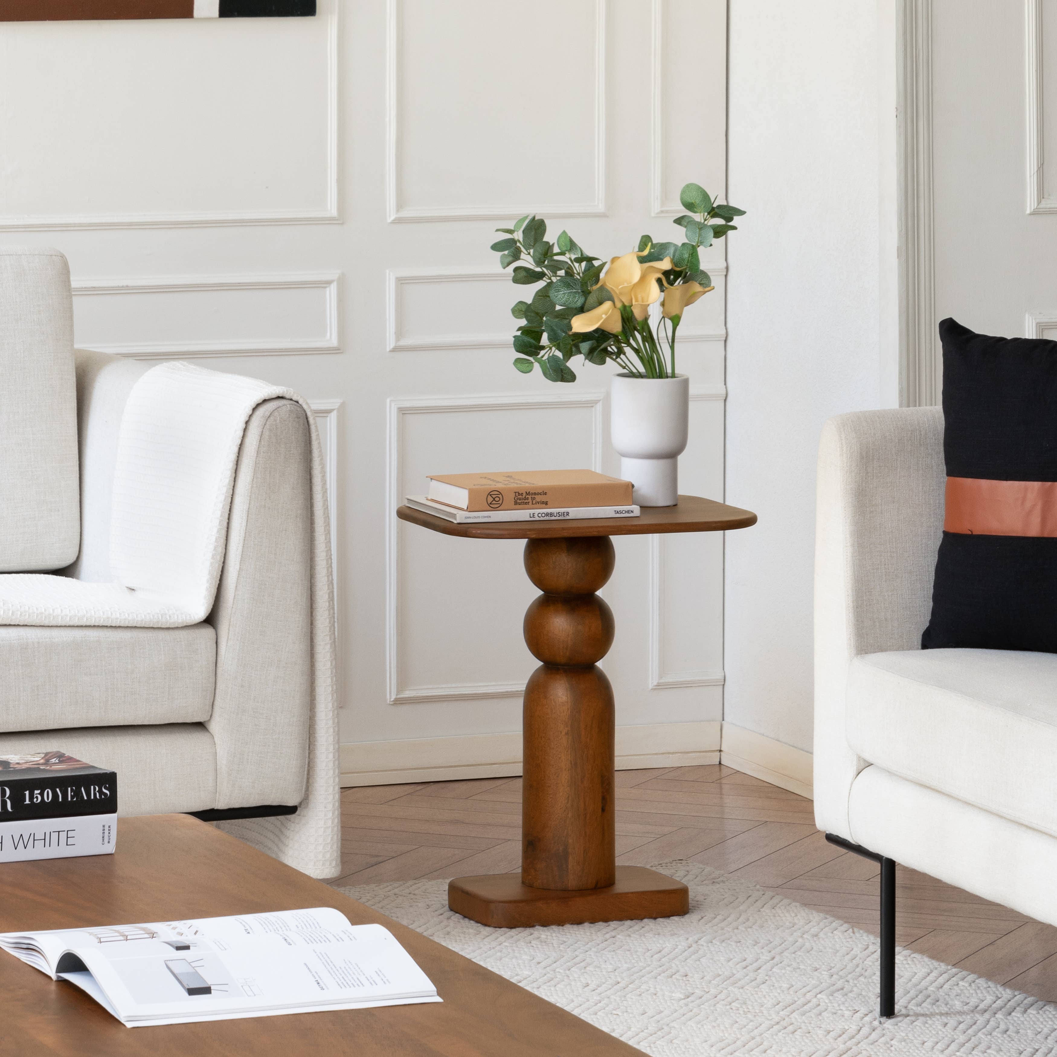 Vita Sculptural Solid Wood Accent End Table | Twelve Thirty Four